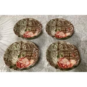 Set Of 4 Royal Stafford England Antique Rose 7" Cereal Bowls